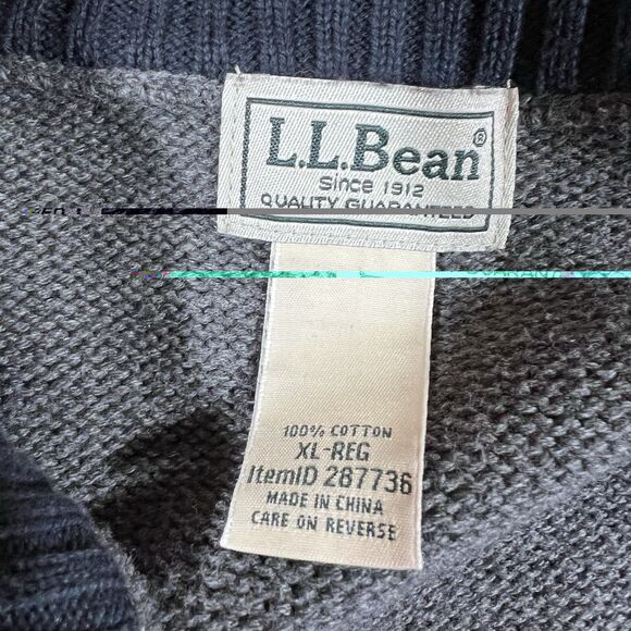 LL Bean 1/4 Zip Grey Cotton Knit Mock Neck Pullover Sweater Men's Size XL - Picture 7 of 8